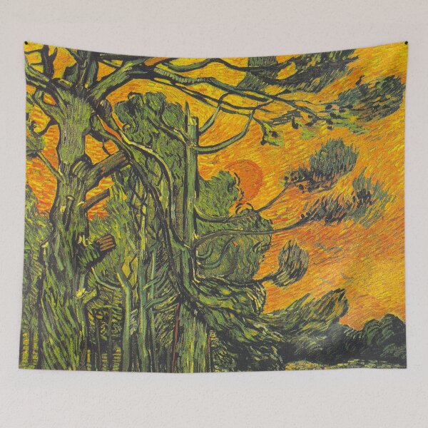 Item preview, Pine Trees against a Red Sky with Setting Sun - Vincent van Gogh designed and sold by SimpleJoyStyle.