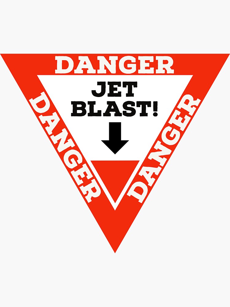 DANGER JET BLAST USAF Elicottero 50mm Vinyle Adesivo X4