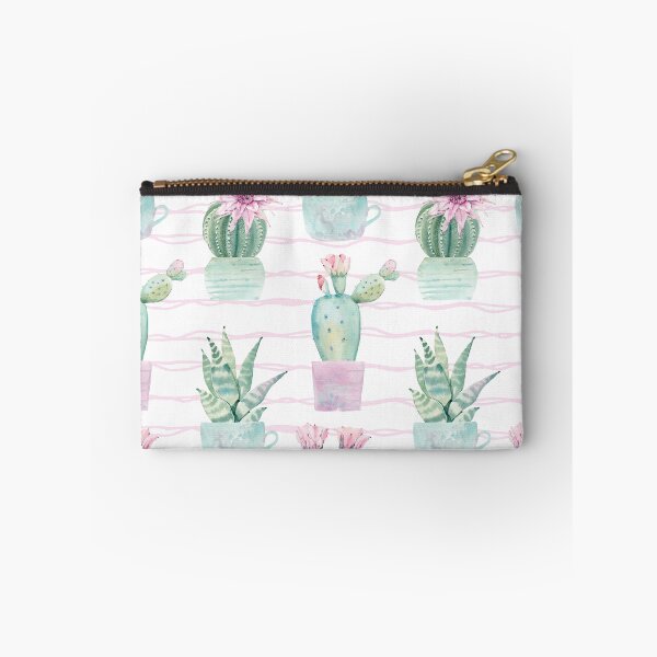 Item preview, Pretty Succulents Pink and Green Desert Potted Succulent Waves Pattern designed and sold by DesertDecor.