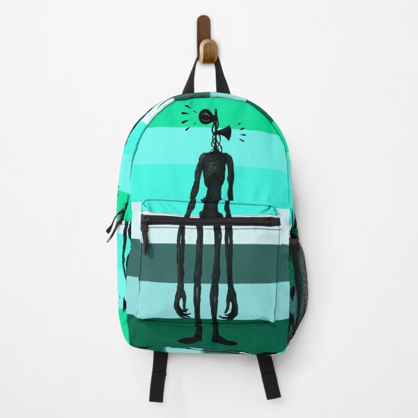 Vista previa del artículo con la obra «Mochila cabeza de sirena vintage verde turquesa rayas», diseñado y vendido por Nishad4.