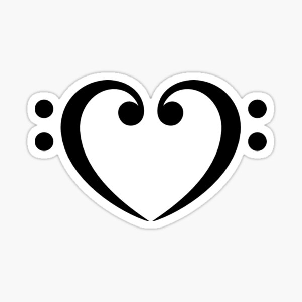 Bass Clef Heart Glow In The Dark Sticker For Sale By Frenkiedepay Redbubble 0310