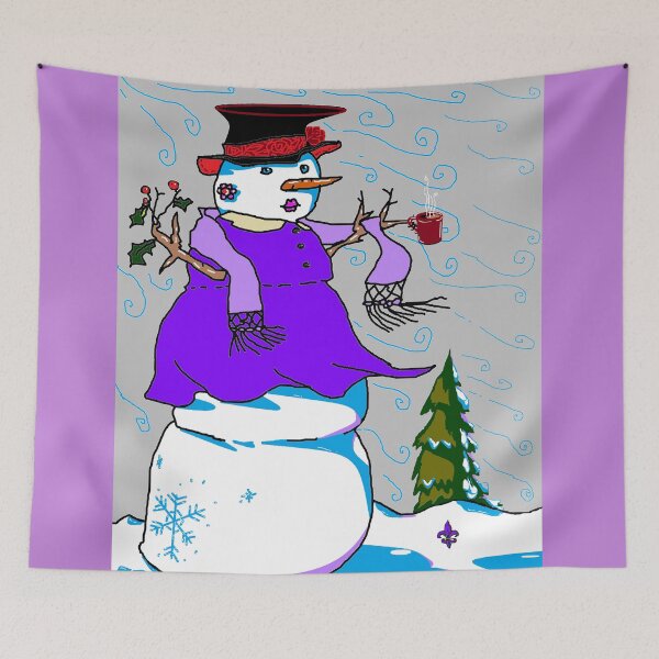 Item preview, Snowman or Snow Woman with Coffee - December designed and sold by judy snyder.