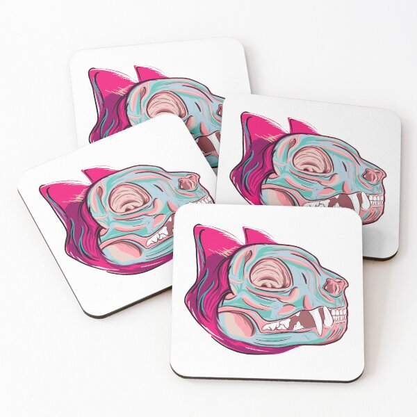 Item preview, Bright pink cat skull designed and sold by Colonels  Basement.