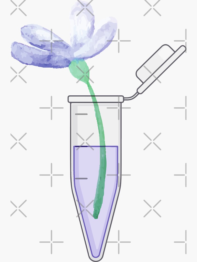"Aesthetic flower in centrifuge tube lab eppendorf tube" Sticker for