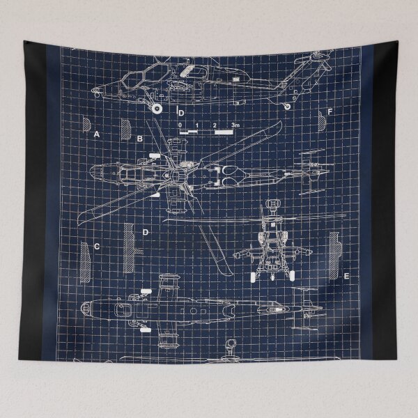 Item preview, The Eurocopter Tiger Blueprint Design - blue designed and sold by avionbubble.