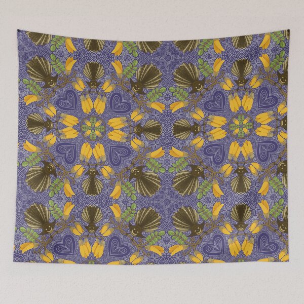 Item preview, Fantail & Kowhai - indigo designed and sold by AprilAppleArt.