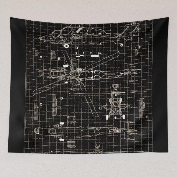Item preview, The Eurocopter Tiger Blueprint Design - black designed and sold by avionbubble.