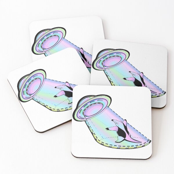 Item preview, anteater tamandua ufo alien abduction vapor wave designed and sold by MiraNomegusta.