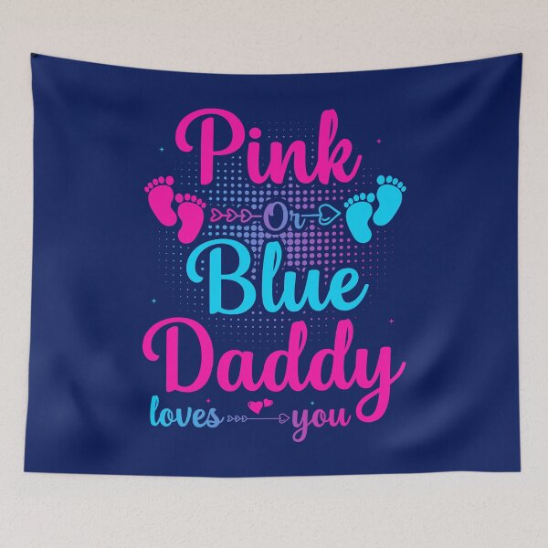 Item preview, Pink or Blue Daddy Loves You Baby Announcement Gender Reveal Party Shower designed and sold by TrenddyArts.