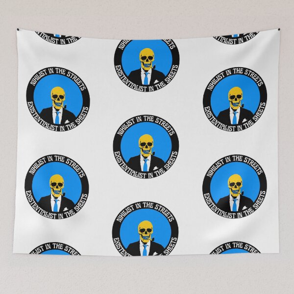 Artikelvorschau, Nihilist In The Streets, Existentialist In The Sheets Pop Art Skull entworfen und verkauft von PVSKI.