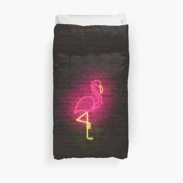 Flamingo faux neon Duvet Cover