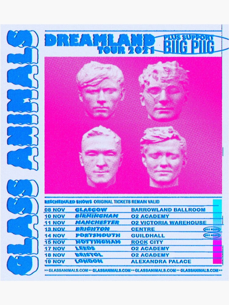 "Glass Animals Merch Glass Animals Dreamland Tour" Sticker for Sale by