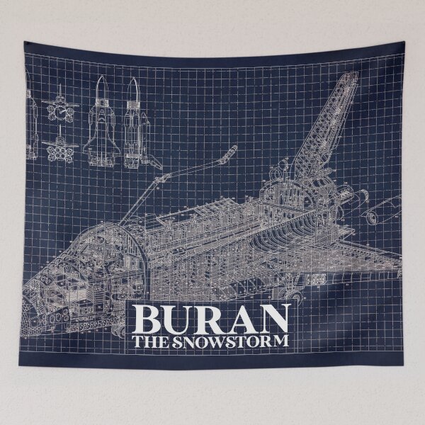 Item preview, Blueprint of "Buran- the Snowstorm" - blue designed and sold by avionbubble.