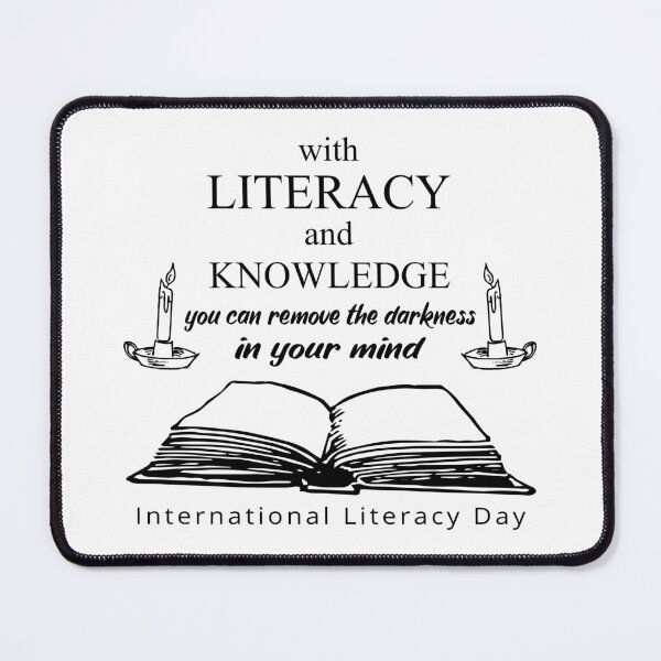 Item preview, International literacy day - With literacy and knowledge remove darkness inspirational literacy quote designed and sold by Alice-Elgawi.