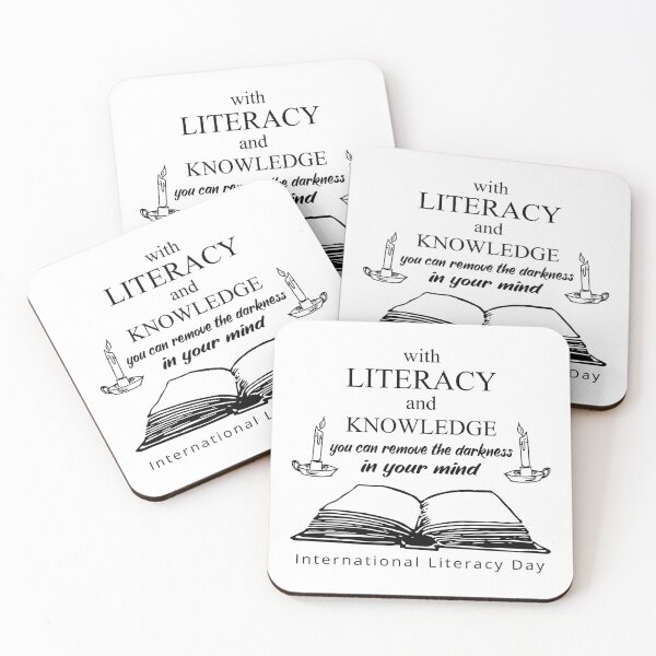 Item preview, International literacy day - With literacy and knowledge remove darkness inspirational literacy quote designed and sold by Alice-Elgawi.