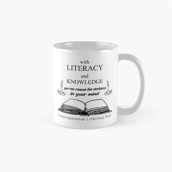 Item preview, International literacy day - With literacy and knowledge remove darkness inspirational literacy quote designed and sold by Alice-Elgawi.