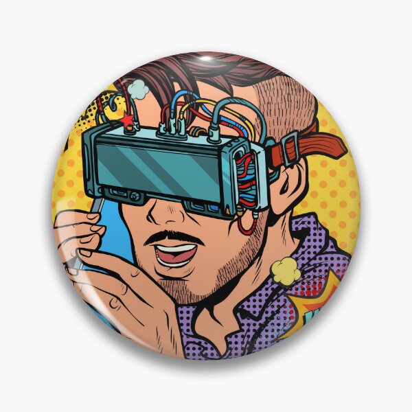 Item preview, Hipster Man in Virtual Reality Headset Talking On The Phone, Funny VR Gifts For Gamers, Virtual Reality Comic designed and sold by Pointit.