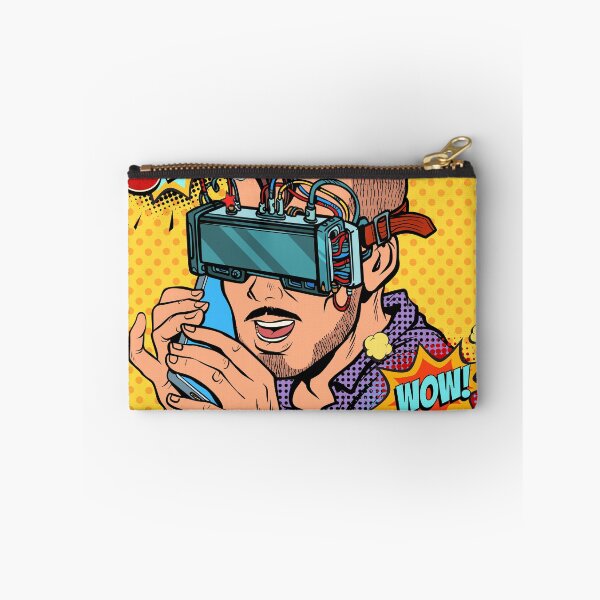 Item preview, Hipster Man in Virtual Reality Headset Talking On The Phone, Funny VR Gifts For Gamers, Virtual Reality Comic designed and sold by Pointit.