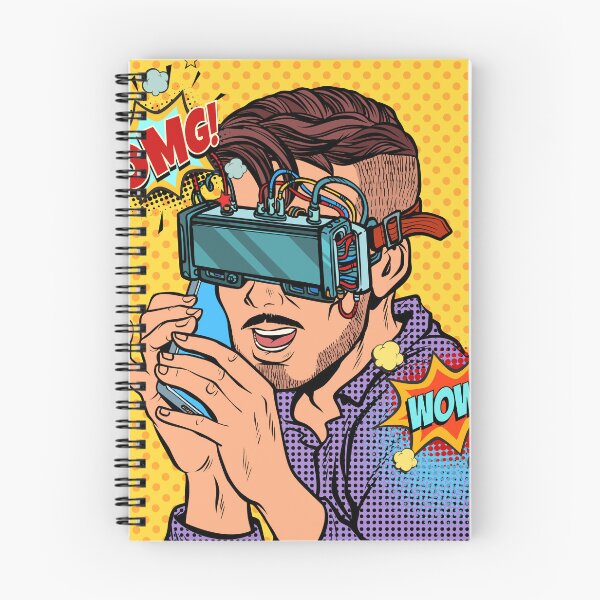 Item preview, Hipster Man in Virtual Reality Headset Talking On The Phone, Funny VR Gifts For Gamers, Virtual Reality Comic designed and sold by Pointit.