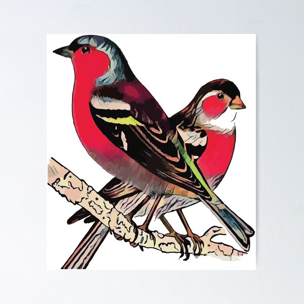 Item preview, Red birds sitting on a tree branch designed and sold by GenevieveDArt.