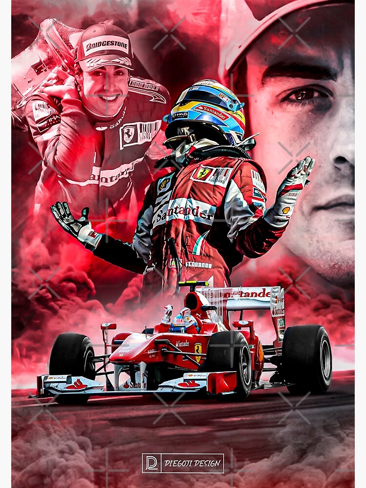 Fernando Alonso Poster Scuderia Ferrari F1 Formula One Wall Art Print 