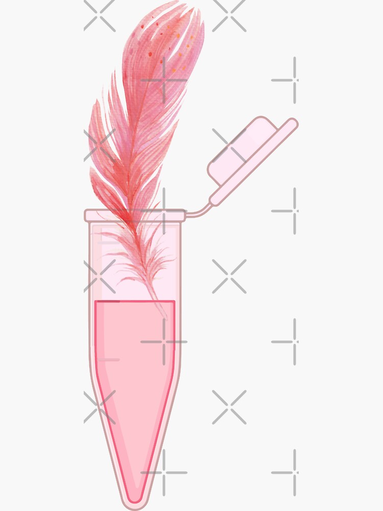 "Aesthetic feather in centrifuge tube lab eppendorf tube" Sticker for