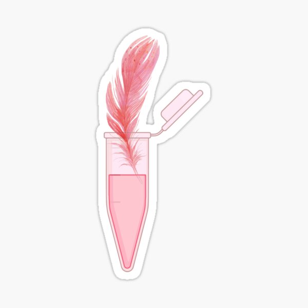 "Aesthetic feather in centrifuge tube lab eppendorf tube" Sticker for