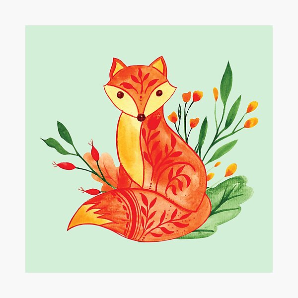 Item preview, Cute fall color Forest fox watercolor painting designed and sold by pinkyfish1010.