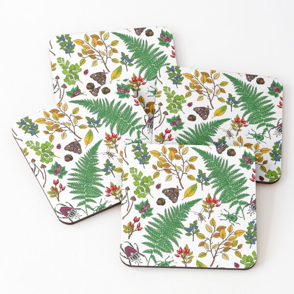 Item preview, Forest berries, leaves and bugs on white designed and sold by Katerina Mitkova Kirilova.