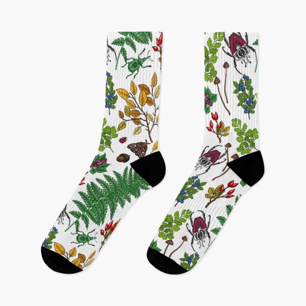 Item preview, Forest berries, leaves and bugs on white designed and sold by Katerina Mitkova Kirilova.