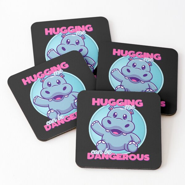 Item preview, Hugging Me Can Be Dangerous Cute Hippo designed and sold by More-dan-Prints.