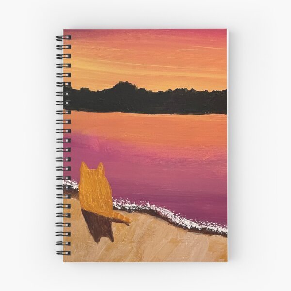 Item preview, Orange cat on the beach of a lake designed and sold by catladyjoy.