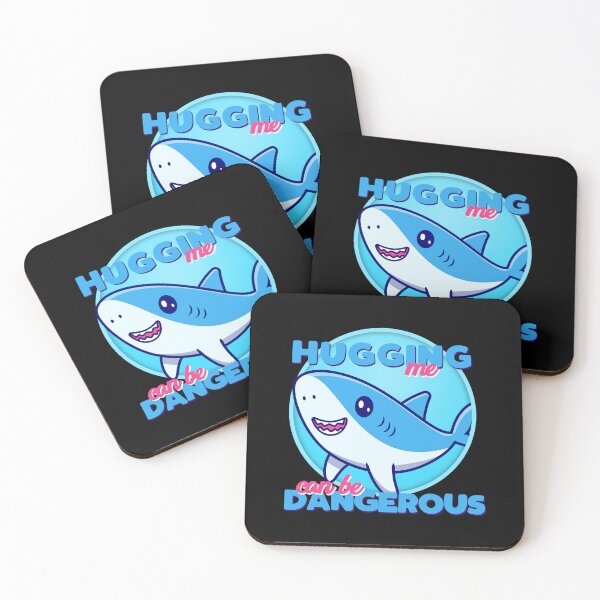 Item preview, Hugging Me Can Be Dangerous Cute Shark designed and sold by More-dan-Prints.