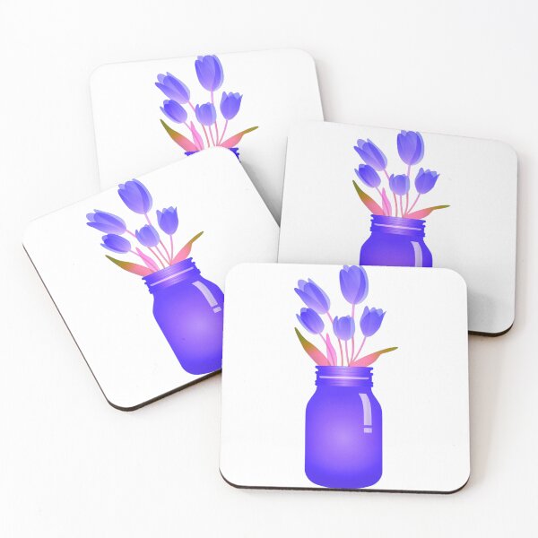 Item preview, mason jar with flowers - purple  designed and sold by UNIX-G.
