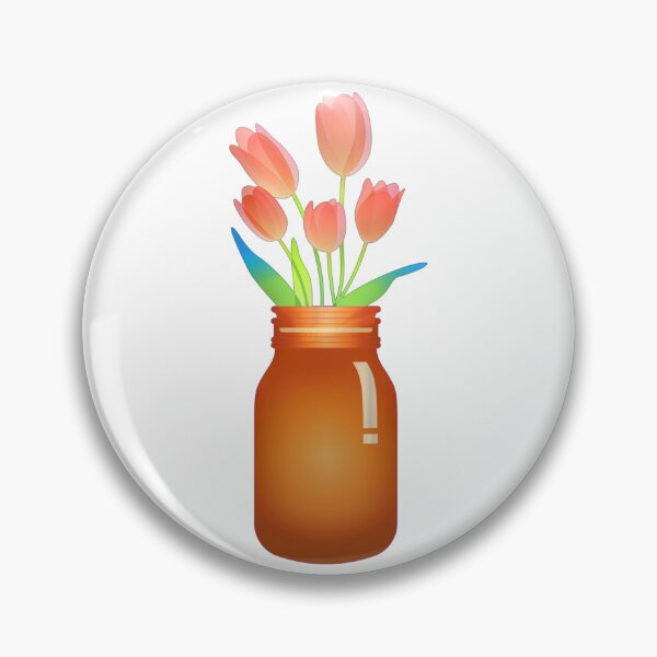 Item preview, mason jar with flowers - orange  designed and sold by UNIX-G.