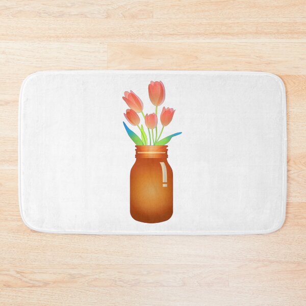 Item preview, mason jar with flowers - orange  designed and sold by UNIX-G.