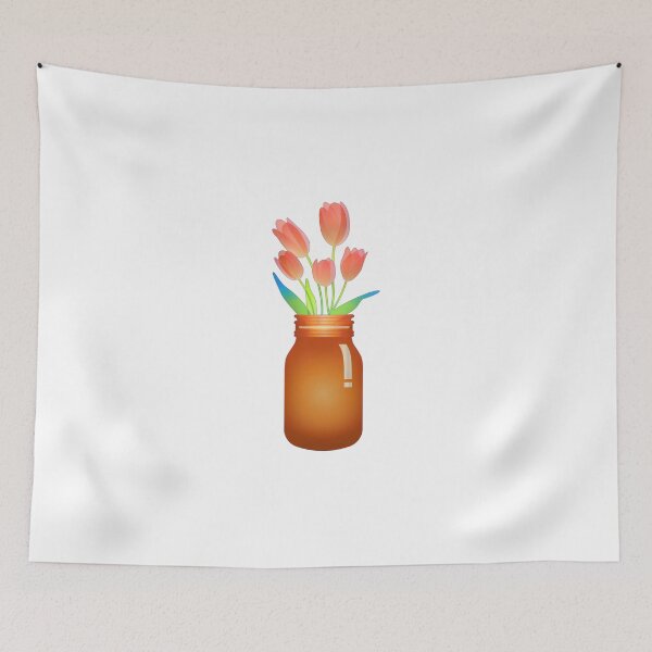 Item preview, mason jar with flowers - orange  designed and sold by UNIX-G.