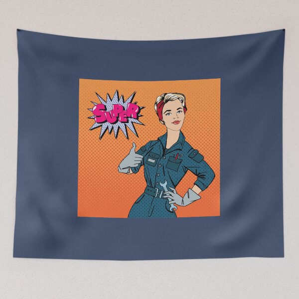 Item preview, Girl with Tools. Woman with Tools. Working Woman. Woman Gesturing Great. Woman Repairer. Pop Art Banner. Retro Pin Up Girl.  designed and sold by ivector.