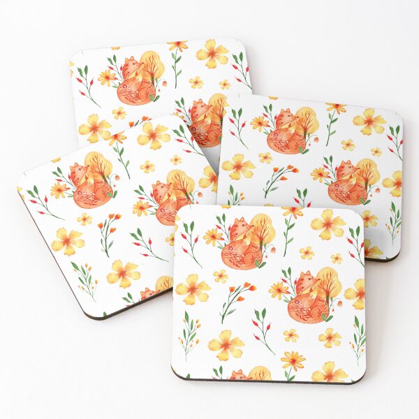 Item preview, Woodland fox and trees watercolor seamless pattern designed and sold by pinkyfish1010.
