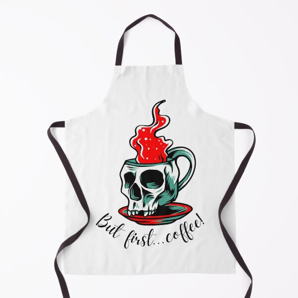 Item preview, But First, Coffee! Slogan Skull Cup Mug & Saucer Red Design: designed and sold by LifeAndWonder.