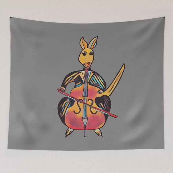 Item preview, Kangaroo playing cello designed and sold by GenevieveDArt.