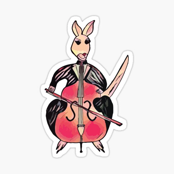 Item preview, Kangaroo playing cello designed and sold by GenevieveDArt.