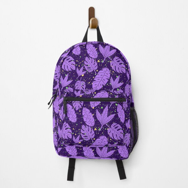 Item preview, purple leaves pattern over splash green and yellow brush stroke boho style designed and sold by Randa Ranmania.