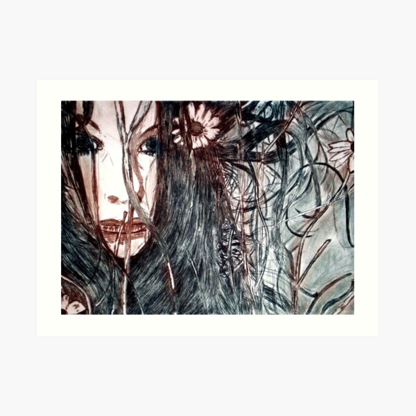 Wild Girl - Drypoint Etching Print Art Print