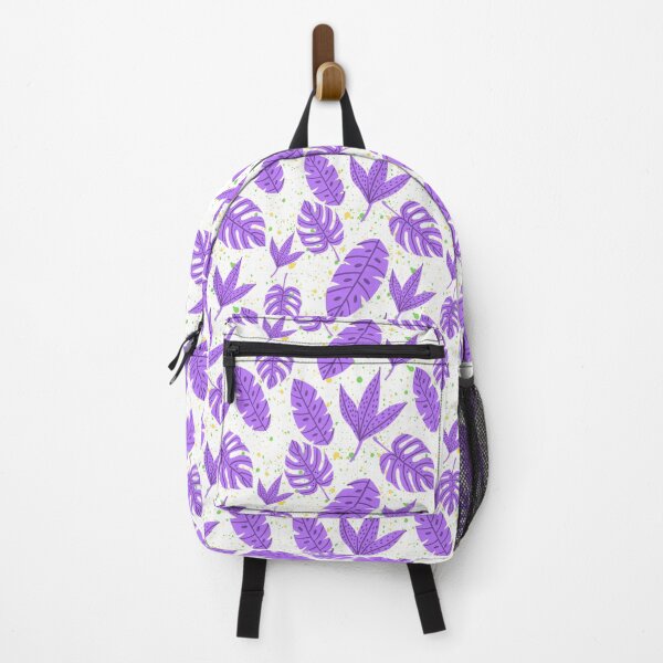 Item preview, purple leaves pattern over splash green and yellow brush stroke boho style designed and sold by Randa Ranmania.