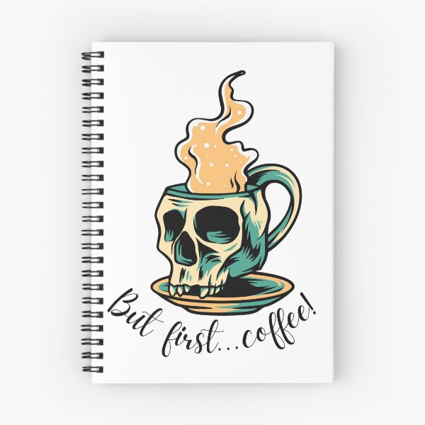 Item preview, But First, Coffee! Slogan Skull Cup Mug & Saucer Cream Colour Design: designed and sold by LifeAndWonder.