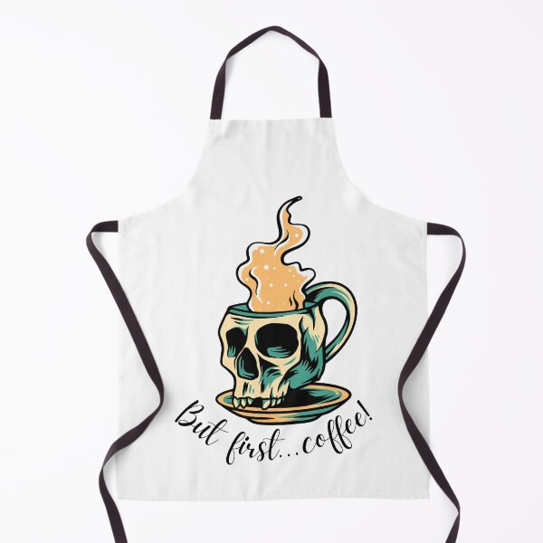 Item preview, But First, Coffee! Slogan Skull Cup Mug & Saucer Cream Colour Design: designed and sold by LifeAndWonder.