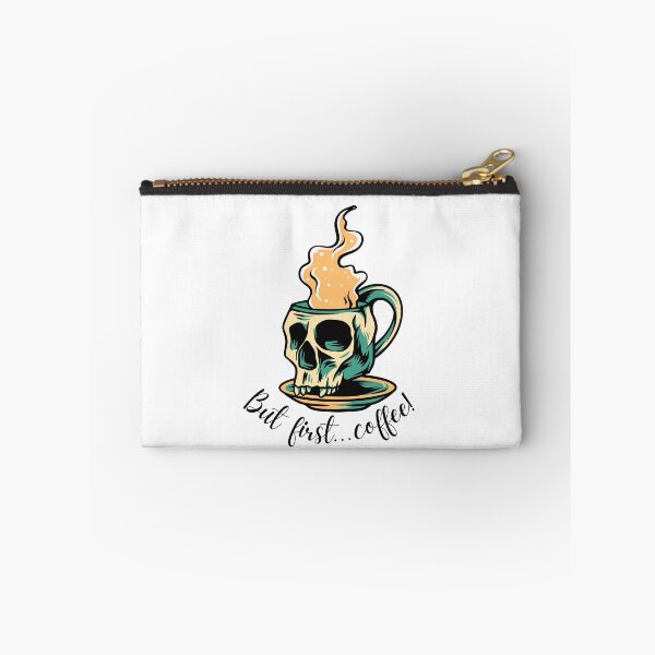 Item preview, But First, Coffee! Slogan Skull Cup Mug & Saucer Cream Colour Design: designed and sold by LifeAndWonder.