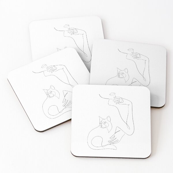 Item preview, Cat and Woman line art designed and sold by Tinteria.