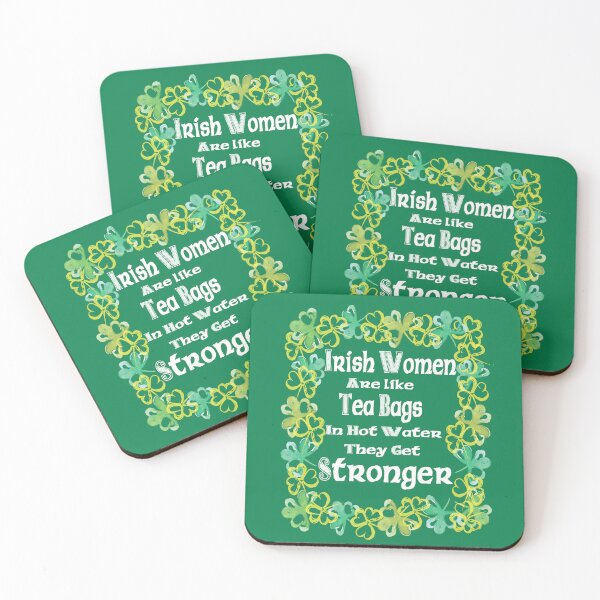 Item preview, Irish Women Are like Tea Bags Strong  Watercolor Shamrocks Female Empowerment designed and sold by funnytshirtemp.